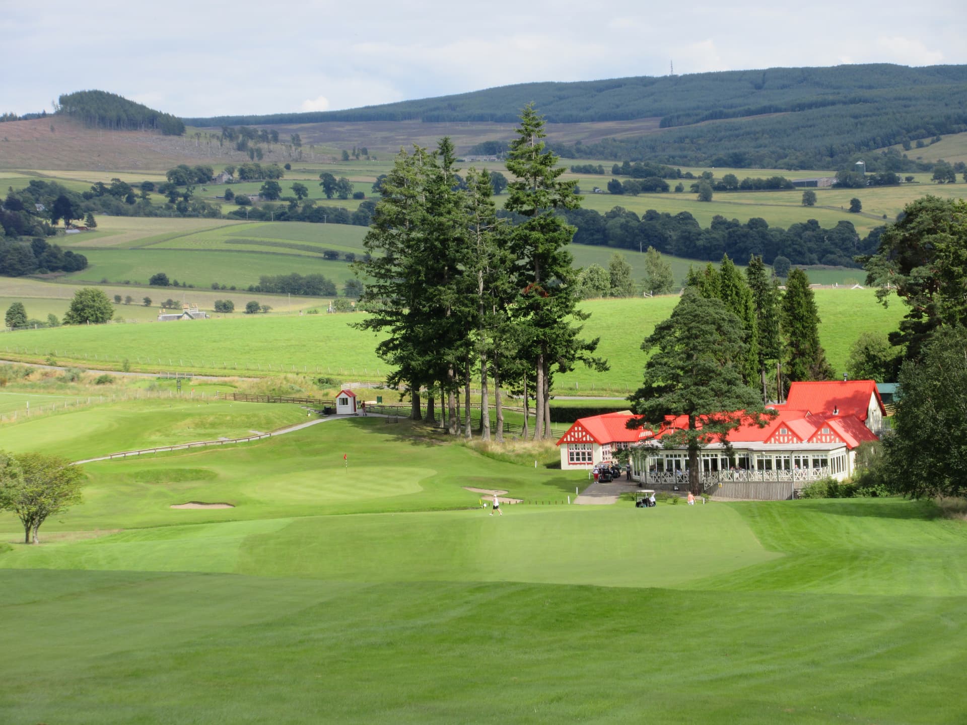 Pitlochry Golf Course and clubhouse above the Tummel valley