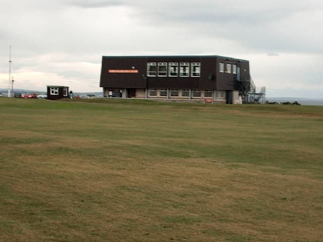 The clubhouse at Strathlene, Buckie, on the clifftop above the Moray Firth